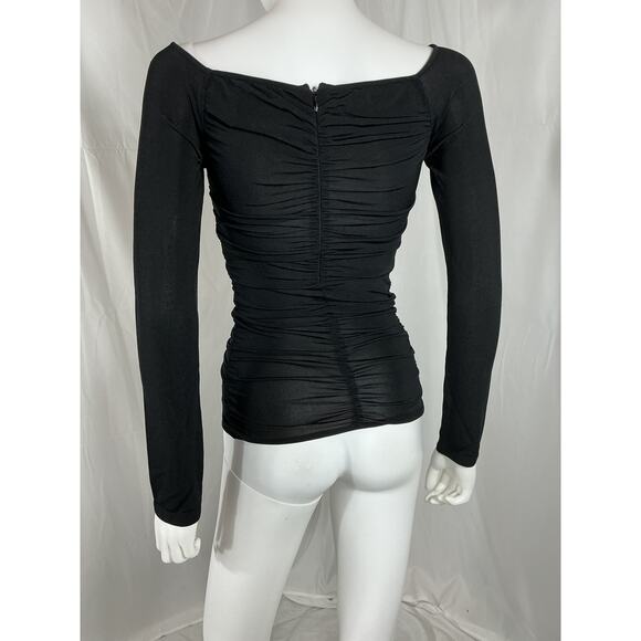 Givenchy Off-The-Shoulder Black Viscose Ruched Stretch-Jersey Top Size 34 - Picture 3 of 4